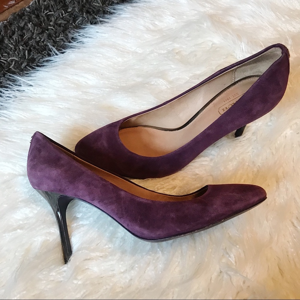 COACH | Nala Suede Pumps Purple Heela Shoes Round
